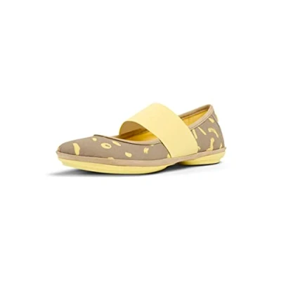 Image of Camper Right NINA Ankle strap ballet pumps, Women&#039;s, Size: 4, Beige gelb Leather and textile
