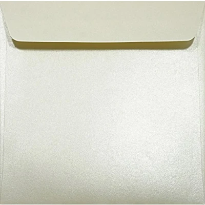 Image of Netuno 100 square Cream pearlescent envelopes DIN 170x170mm 6.69x6.69 120gsm Majestic Candlelight straight peel&amp;seal flap no window metallised for invitations greeting card wedding birthday RSVP