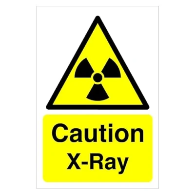 Image of Caution x Ray Safety sign High tack sticker 150mm 100mm
