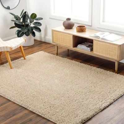 Image of Livabliss Shaggy Rug Modern Berber Living Room 160x213 cm, Soft Rugs for Bedroom Neutral Boho Fluffy Rug, Easy Care Plush Thick Pile Large Ivory