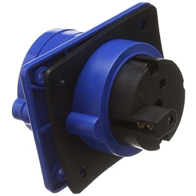 Image of KnightsBridge 240V IP44 32A Angled Panel Mount Socket 2P+E