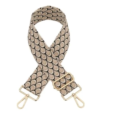 Image of LYHYDMA Purse Straps Replacement Colorful Jacquard Bag Strap 5CM Wide Handbag Belts Shoulder For Bags Adjustable Accessories Crossbody Strap(Khaki,Silver buckle)