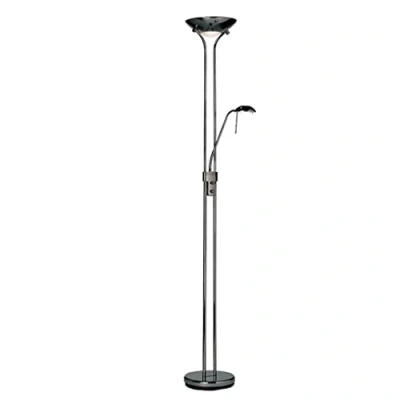 Image of Endon Rome 230W &amp; 33W Black Chrome Opal Glass Mother Child Task Floor Light Uplighter