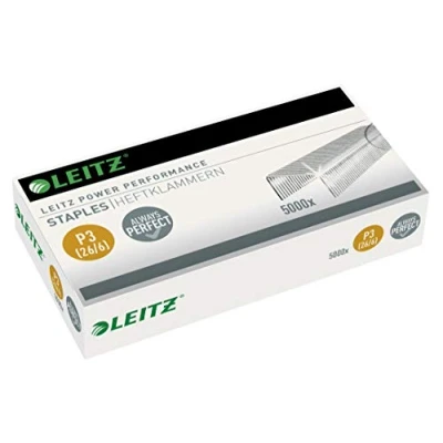 Image of Leitz 55721000 P3 Power Performance 26/6 Staples, Strong Steel, Length 6 mm, 5000 Staples Up to 30 Sheet Capacity