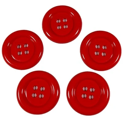 Image of Large Round Clown 4 Hole Buttons 50mm (5, Red)