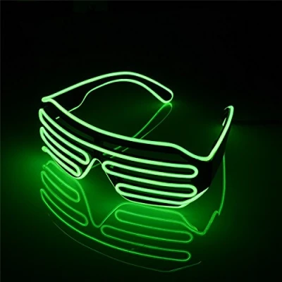 Image of Neon El Wire LED Light Up Shutter Flashing Glasses Eyewear for Nightclub Halloween Rave Party Disco DJ Music,Concert Live,Fancy Dress (Green)