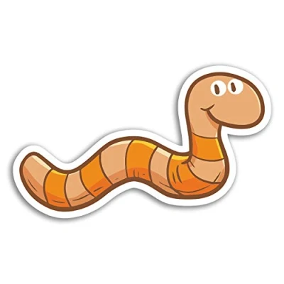 Image of 2 x 10cm Earthworm Vinyl Stickers Worm Cartoon Sticker Laptop Luggage #17975 (10cm Wide)