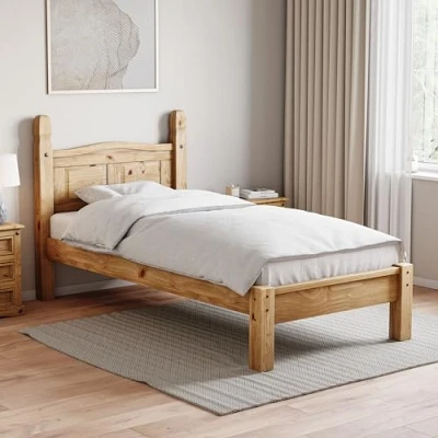 Image of Vida Designs Corona Single Bed, 3 ft, Low Foot End Bed Frame, Solid Pine Wood