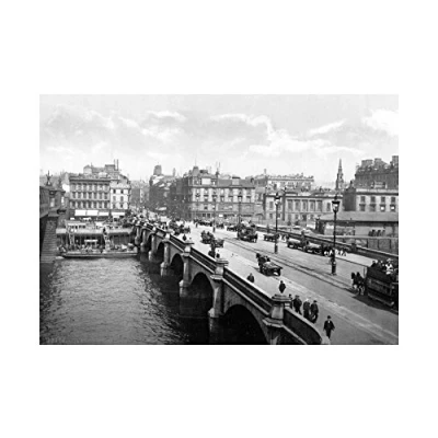 Image of Wee Blue Coo Vintage Photo Glasgow Bridge Scotland Wall Art Print