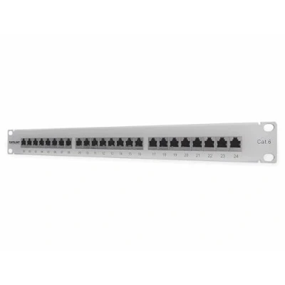 Image of Intellinet Patch Panel, Cat6, FTP, 24 Port, 1U, Shielded, 90 Top Entry Punch Down Blocks, Grey