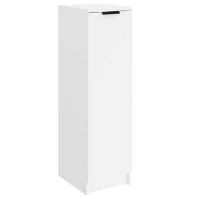 Image of vidaXL Modern Shoe Cabinet, Engineered Wood, in White, Ample Storage Space, 30x35x100 cm, 18.1 kg, Sturdy Top for Display, Includes Assembly Manual