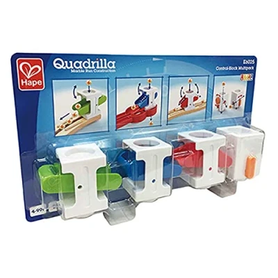 Image of Hape E6025 Coloured Quadrilla Control Multipack Educational STEAM Development Marble Run Toys for Children 4 Years and Up, Multi Blocks, Standard