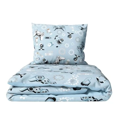Image of 2 Piece Baby Children Quilt Duvet &amp; Pillow Set 80x70 cm to fit Crib or Pram (Games)