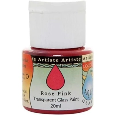 Image of Artiste 20 ml Aquaglass Transparent Glass Paint, Rose Pink