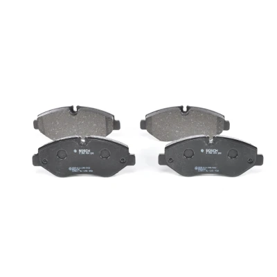 Image of BP1231, E190R011198002 Brake pad set BOSCH 0 986 494 582 Low Metallic with anti squeak plate, bolts/screws spring, accessories