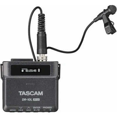 Image of TASCAM DR 10L Pro Micro Linear 32 Bit float Recorder with Lavalier Microphone and optional Bluetooth Adaptor for remote control syncronisation