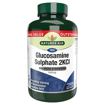 Image of Natures Aid 1500mg Glucosamine Sulphate 2KCL Pack of 180 Tablets