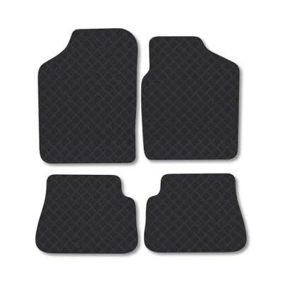 Image of Rubber Car Mats Compatible with Kia Picanto (2004 2009) Tailored Fit Floor Set Accessory Black Custom 4 Pieces Clips Anti Slip Backing, Heavy Duty &amp; Waterproof