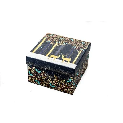 Image of Sara Miller Luxury Deer &amp; Robin Navy Medium Gift Box