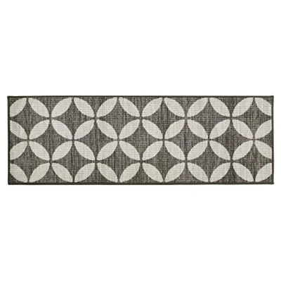 Image of JVL Fiora Machine Washable Runner Mat, 50 x 150 cm, Pewter, One Size