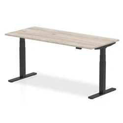 Image of Air 1800 x 800mm Height Adjustable Desk Grey Oak Top Black Leg