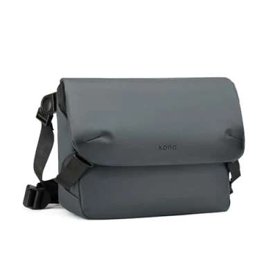 Image of Kono Unisex Casual Messenger Bag, Waterproof Shoulder Lightweight Medium Satchel Crossbody bag with Multiple Pockets, Fits for 13 Inch Laptop (Grey)