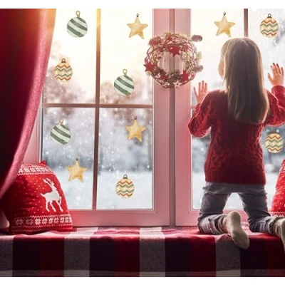 Image of QuoteMyWall Christmas Watercolour Baubles Window Stickers