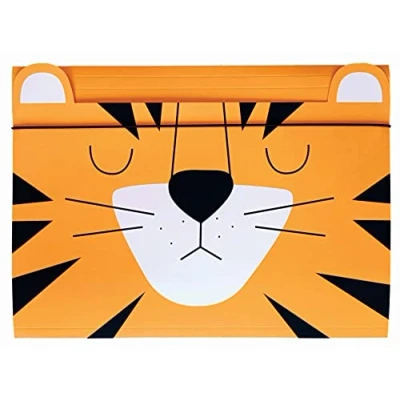 Image of Elastic Folder A4 Sturdy Cardboard Soft Touch Feel Printed Inside and Outside Funny Shape for Kids Tiger