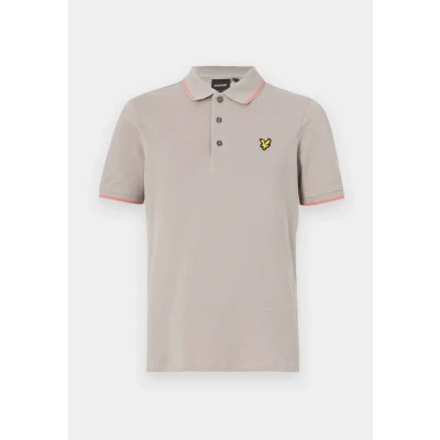 Image of Lyle &amp; Scott Tipped Polo shirt, Men&#039;s, Size: XL, Pale grey/coral stand