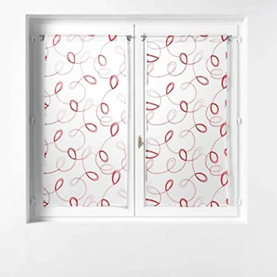 Image of Douceur d&#039;Intérieur, 2 x 60 120cm Red Sandblasted Embroidered Curtain Pole