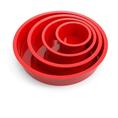 Image of SILIVO Silicone Cake Moulds for Baking, Round Tins Nonstick Baking Birthday Cake, Rainbow (3.5+5.5+7.5+9.5 inch)