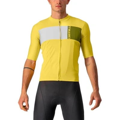Image of CASTELLI 4522023 782 PROLOGO 7 Jersey Men&#039;s T Shirt Passion Fruit/Ivory Avocado Green XXXL