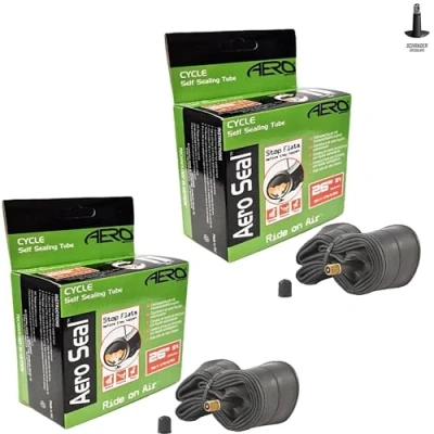 Image of 2 x Aero Sport Bike/E Bike Self Sealing Butyl Rubber Inner Tubes to fit 26&quot; 1.75 2.125 Schrader Valve