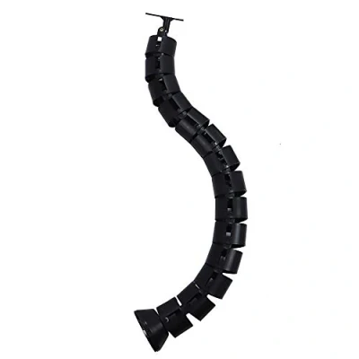 Image of 80x6x6cm Cable Management Spine Flexible Organiser Cover Protector for Under desk in Black, Round