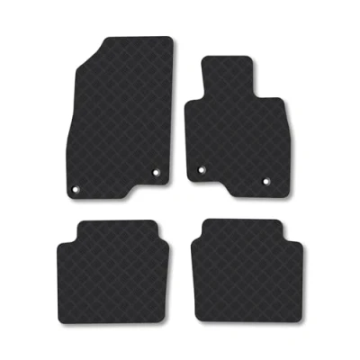 Image of Rubber Car Mats Compatible with Mazda 6 (2013+) [Saloon] Tailored Fit Floor Set Accessory Black Custom 4 Pieces Clips Anti Slip Backing, Heavy Duty &amp; Waterproof