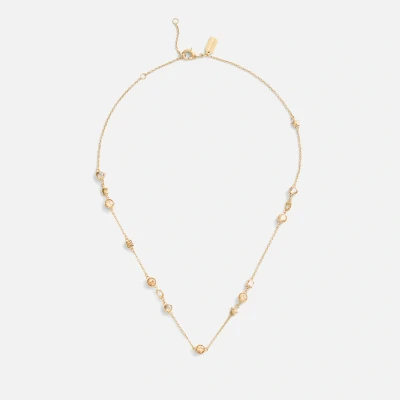 Image of Coach Signature Gold Tone Star and Heart Station Necklace