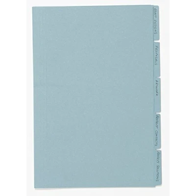 Image of Exacompta Ref FT170 BLUZ Guildhall Tabbed Folders, 345x240mm, 170gsm Lightweight Premium Manilla, A4 &amp; Foolscap Documents, Tabs for Use With Suspension Folders Blue, Pack of 100