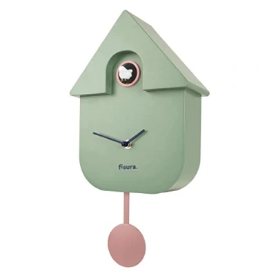 Image of Fisura Cuckoo clock. wall Original clock for gift. 3 AA batteries not included. 21,5 x 8 41,5. Material: ABS plastic. (Mint)