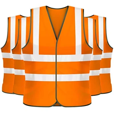 Image of Expert Workwear 5 X Hi Vis Vest High Visibility Waistcoat Yellow &amp; Orange Viz EN471 (5 Pack)