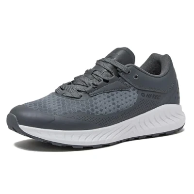 Image of HI TEC Avalon Trail Running Shoes for Men, Lightweight Breathable Mens Hiking Sneakers or Athletic Walking Black, Grey Green, Size 7 14 Men Shoes, Dark Grey, 10 UK