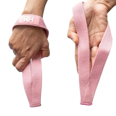 Image of Weightlifting House Wrist Straps for Olympic Weight Lifting, Bodybuilding, Snatch, Pulls and Deadlifts. Lifting Workout Wraps Men &amp; Women. (Pink)