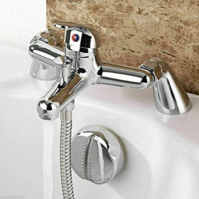 Image of EVOLVE Modern Chrome Bath Filler Shower Mixer Tap with Multi Mode Head, Adjustable Manual Hot and Cold Water Pressure