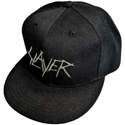 Image of Rock Off officially licensed products Slayer Scratchy Band Logo Baseball Cap One Size Black