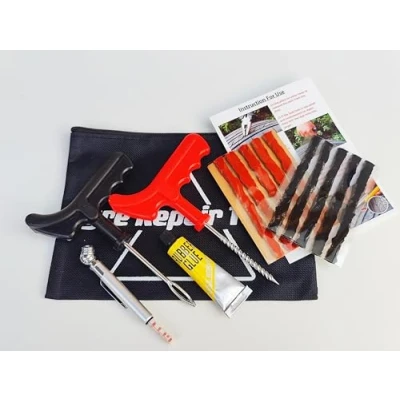 Image of MAXKITS Tyre Puncture Repair Kit for Bike, Car, Motorcycle, Van, Tubeless, Brown/Black Strips