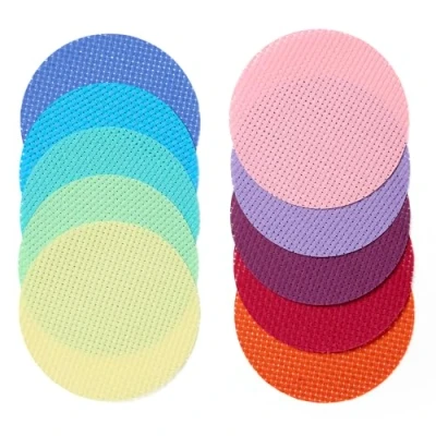 Image of Springboard Cross Stitch Fabric Circles 10 Pack of Binca Mesh for Sewing 100% Cotton, 6 Count Embroidery Kids Accessories 15 cm Diameter Assorted Colours