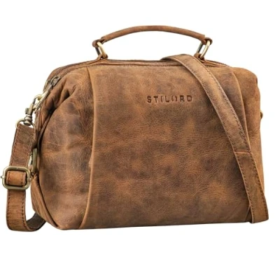 Image of STILORD &#039;Vera&#039; Vintage Leather Shoulder Bag Ladies Handbag Small Genuine Retro Handbags Antique Leather, Colour:sepia brown