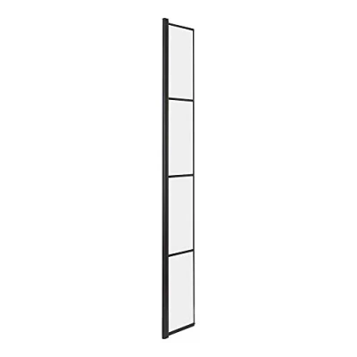 Image of Milano Barq Black Grid Hinged Shower Enclosure Return Screen 300mm