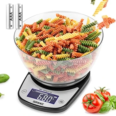 Image of Duronic Digital Kitchen Scales KS5000 BK/CR Electronic Scale with Bowl Weighing Measuring Baking for Office School Cooking Mail Pet Food Measurement Weight Scale, Tare LCD Display