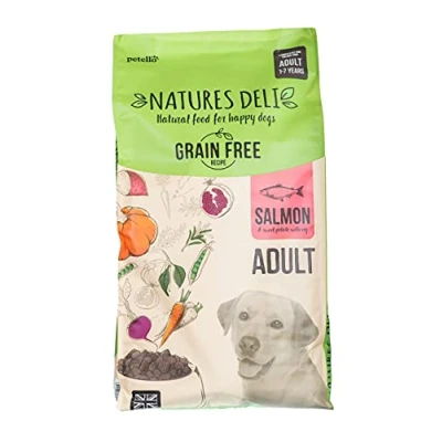 Image of Natures Deli Dry Dog Food for Adult Dogs, Grain Free Natural Complete Hypoallergenic Suitable All Breeds, Salmon and Sweet Potato 12 kg