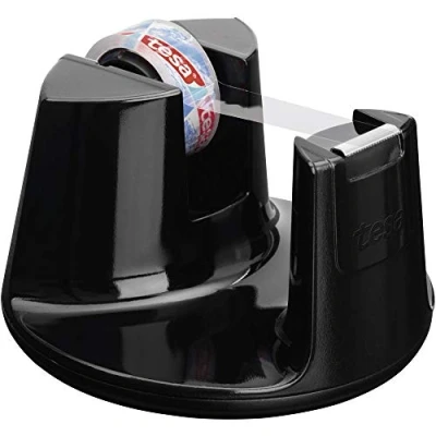 Image of tesafilm Compact Adhesive Tape Desk Dispenser Black Includes 1 Roll of Crystal 10 m x 15 mm